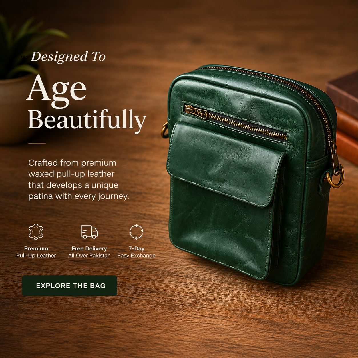 Pull Up Leather Cross Body Bag